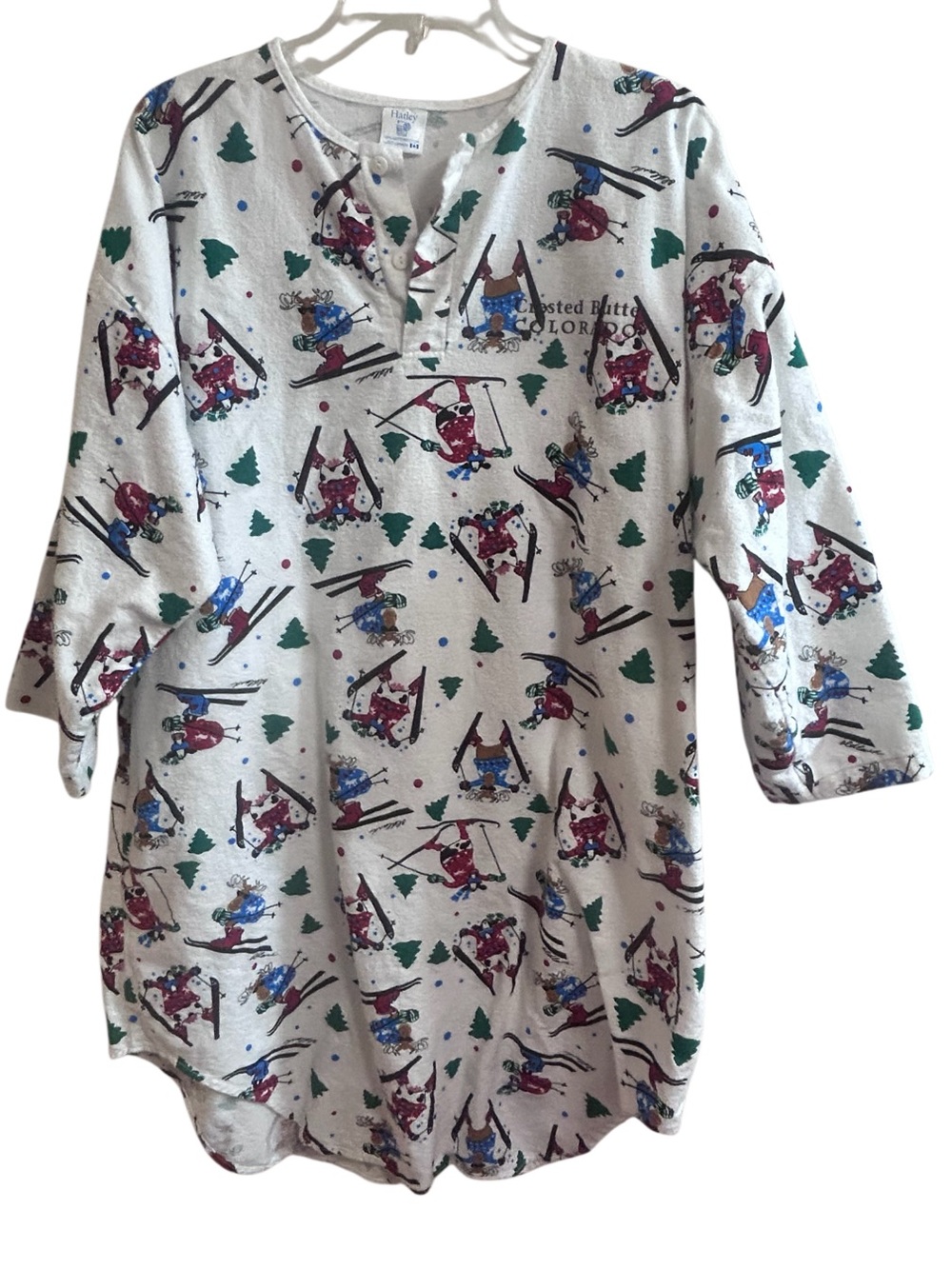 Vintage Hatley Ski Slope Cartoon Moose Novelty Nightshirt Sleepwear One Size